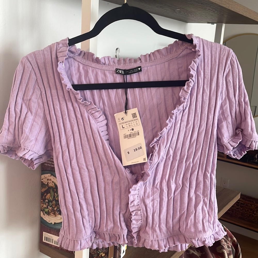 NEW WITH TAG - ruffly lilac top